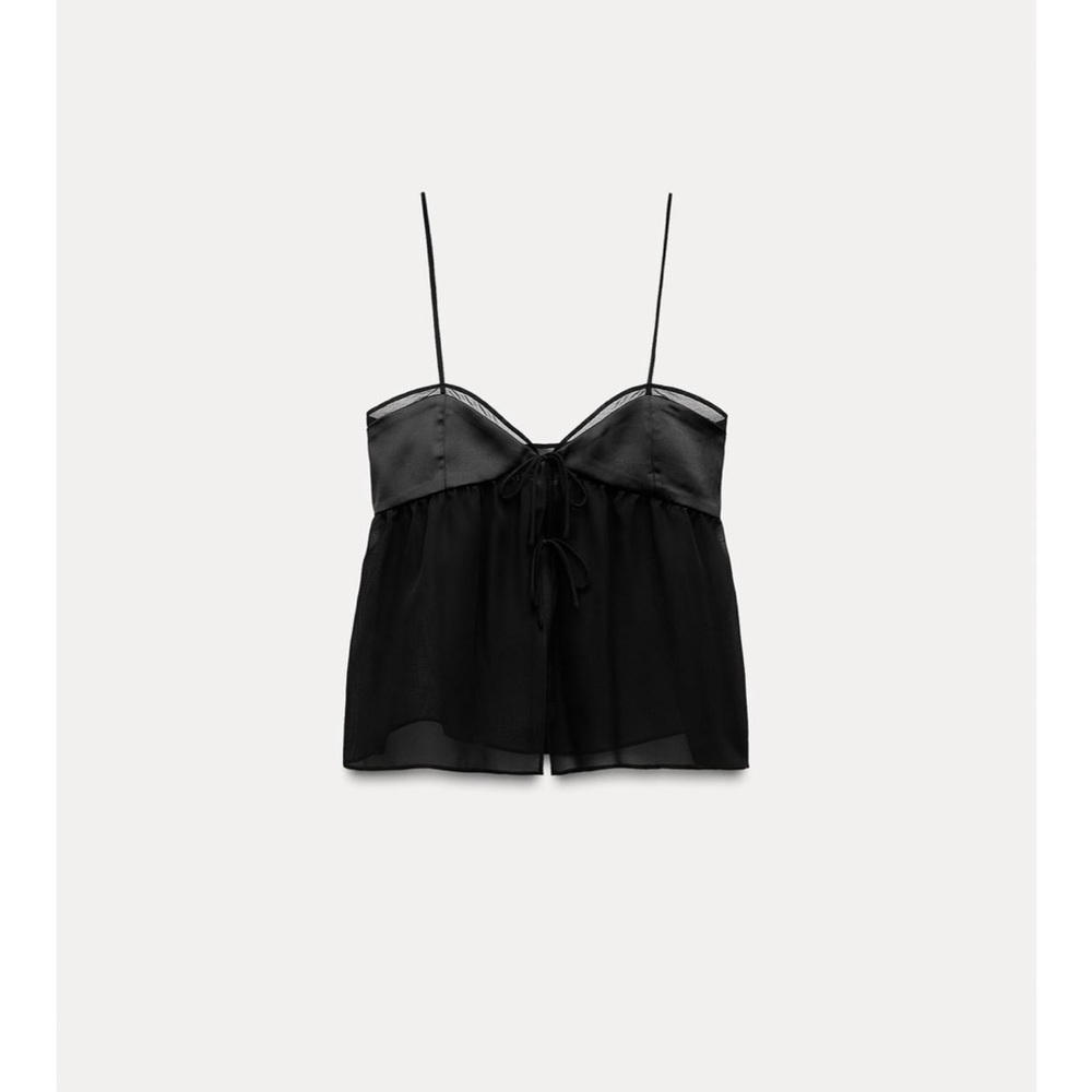 Zara New V-neck crop top with spaghetti straps.